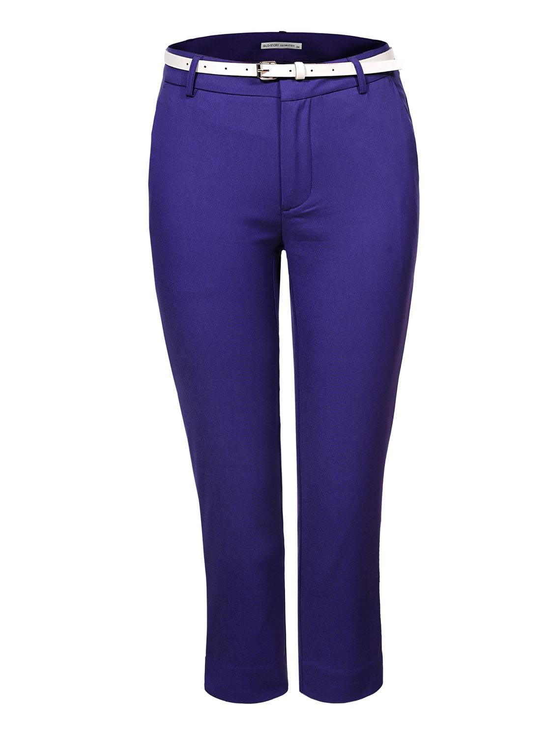 purple cropped trousers